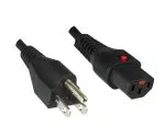 Power cable America USA NEMA 5-15P, type B to C13, with lock, approvals: UL/CSA, black, length 2.00m